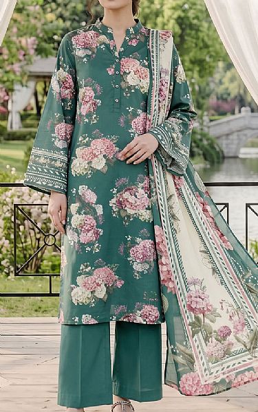 Adans Libas Teal Lawn Suit | Pakistani Lawn Dress in USA- Image 1