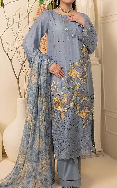 Adans Libas Cadet Grey Lawn Suit | Pakistani Lawn Dress in USA- Image 1