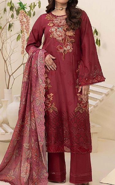 Adans Libas Brick Red Lawn Suit | Pakistani Lawn Dress in USA- Image 1