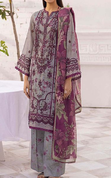 Adans Libas Grey Lawn Suit | Pakistani Lawn Dress in USA- Image 1