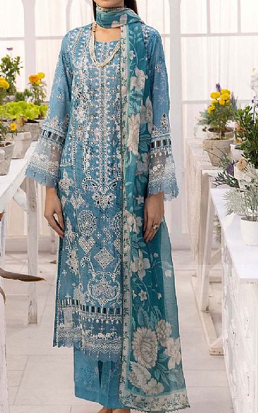 Adans Libas Light Blue Lawn Suit | Pakistani Lawn Dress in USA- Image 1