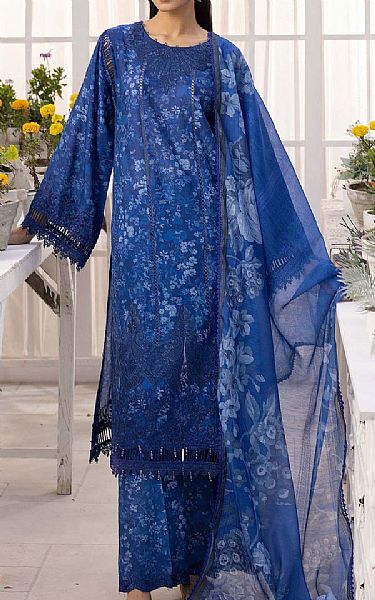 Adans Libas Royal Blue Lawn Suit | Pakistani Lawn Dress in USA- Image 1