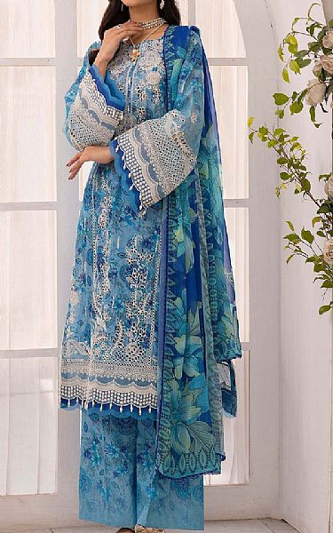 Adans Libas Slate Blue Lawn Suit | Pakistani Lawn Dress in USA- Image 1
