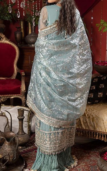 Adans Libas Sky Blue Organza Suit | Pakistani Embroidered Chiffon Dresses- Image 2