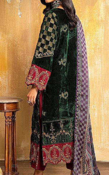 Adans Libas Palm Green Velvet Suit | Pakistani Winter Dresses- Image 2