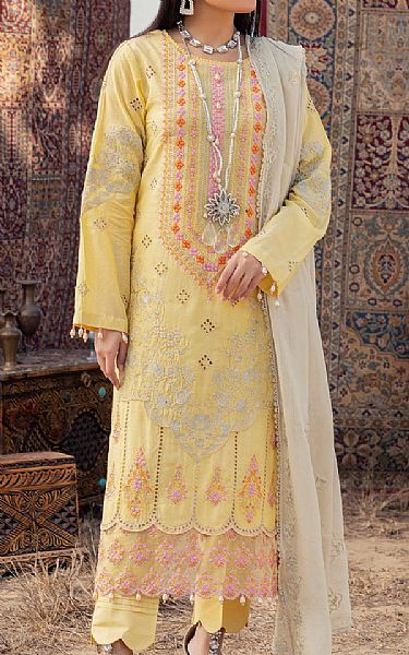 Adans Libas Sand Gold Lawn Suit | Pakistani Lawn Dress in USA- Image 1