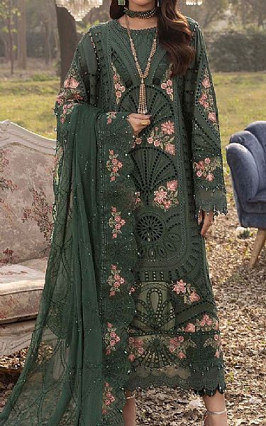 Adans Libas Green Lawn Suit | Pakistani Lawn Dress in USA- Image 1