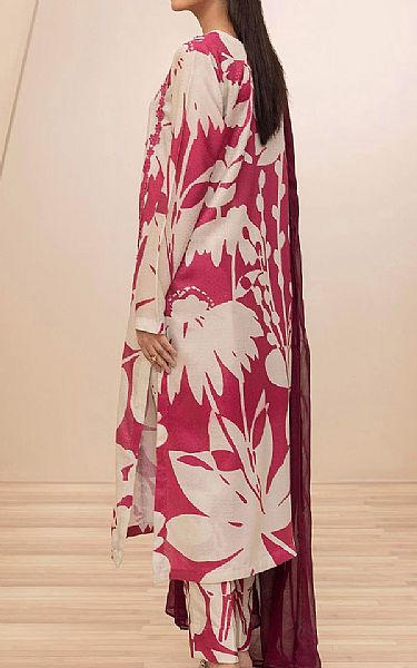 Adans Libas Ivory/Cranberry Jacquard Suit | Pakistani Lawn Dress in USA- Image 2