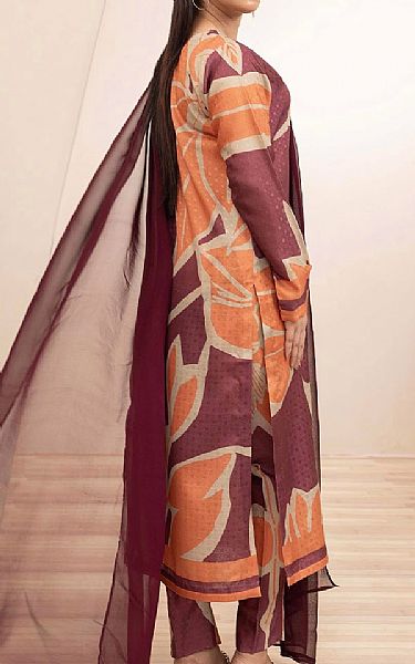 Adans Libas Sunrise Orange/Wine Jacquard Suit | Pakistani Lawn Dress in USA- Image 2