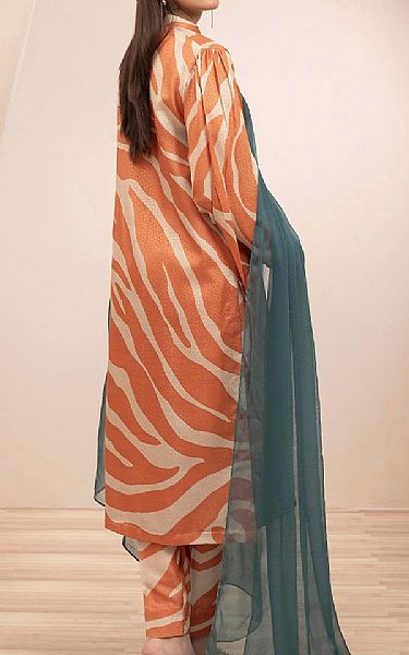 Adans Libas Sunrise Orange/Ivory Jacquard Suit | Pakistani Lawn Dress in USA- Image 2