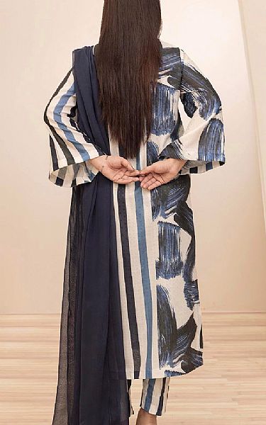 Adans Libas Ivory/Navy Jacquard Suit | Pakistani Lawn Dress in USA- Image 2