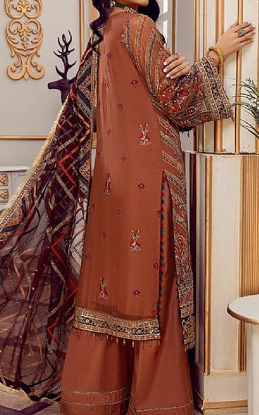 Chestnut Brown Chiffon Suit | Adans Libas Pakistani Chiffon Dresses