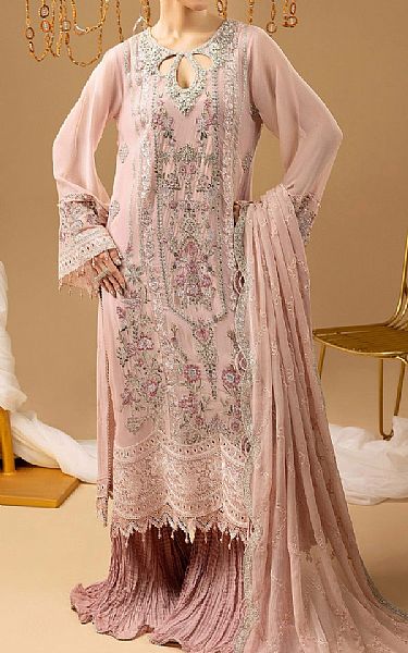 Adans Libas Cavern Pink Chiffon Suit | Pakistani Embroidered Chiffon Dresses USA- Image 1