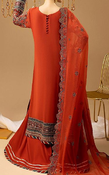 Adans Libas Shocking Orange Chiffon Suit | Pakistani Embroidered Chiffon Dresses USA- Image 2
