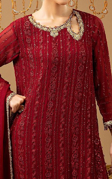 Adans Libas Maroon Chiffon Suit | Pakistani Embroidered Chiffon Dresses USA- Image 3