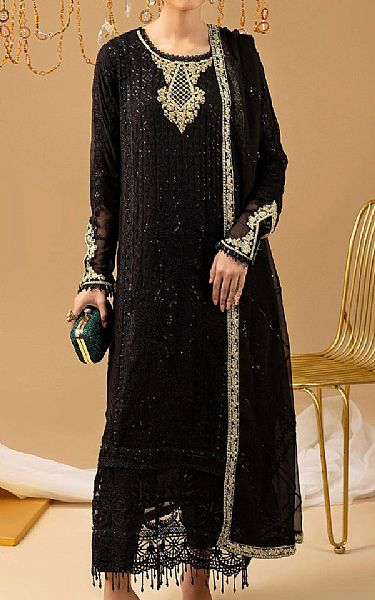 Adans Libas Black Chiffon Suit | Pakistani Embroidered Chiffon Dresses USA- Image 1