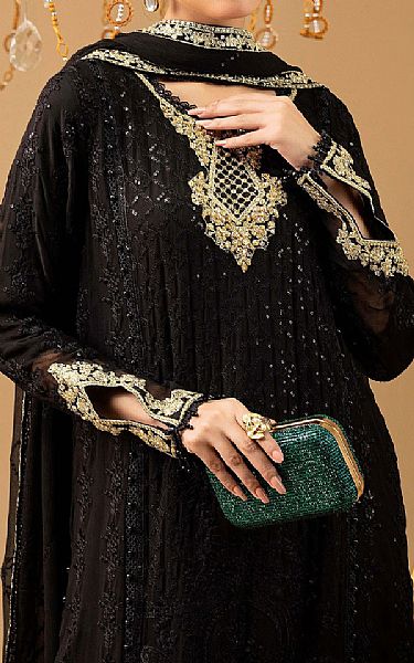 Adans Libas Black Chiffon Suit | Pakistani Embroidered Chiffon Dresses USA- Image 3