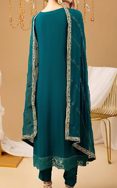 Adans Libas Teal Chiffon Suit | Pakistani Embroidered Chiffon Dresses USA- Image 2