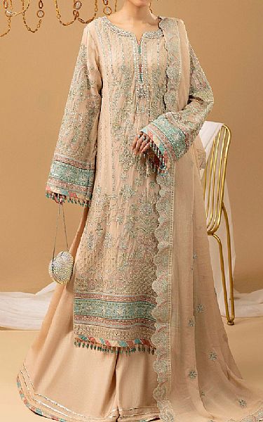 Adans Libas Light Apricot Chiffon Suit | Pakistani Embroidered Chiffon Dresses USA- Image 1