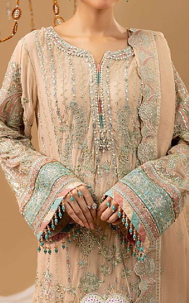 Adans Libas Light Apricot Chiffon Suit | Pakistani Embroidered Chiffon Dresses USA- Image 3