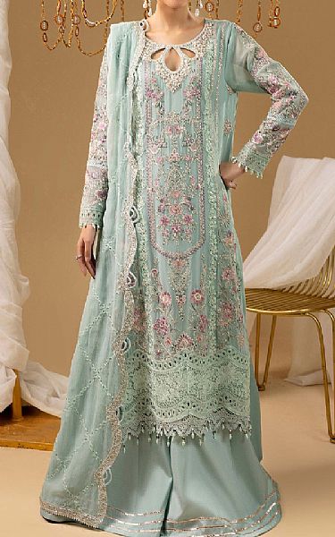 Adans Libas Sea Mist Chiffon Suit | Pakistani Embroidered Chiffon Dresses USA- Image 1
