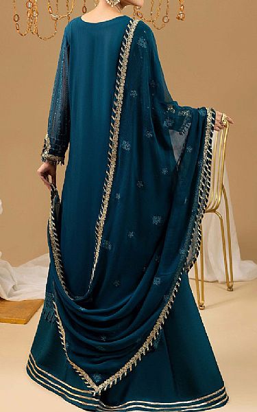 Adans Libas Teal Chiffon Suit | Pakistani Embroidered Chiffon Dresses USA- Image 2