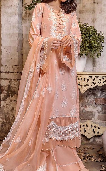 Adans Libas Peach Lawn Suit | Pakistani Lawn Dress in USA- Image 1