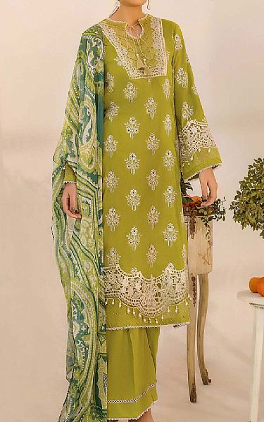 Adans Libas Olive Green Lawn Suit | Pakistani Lawn Dress in USA- Image 1