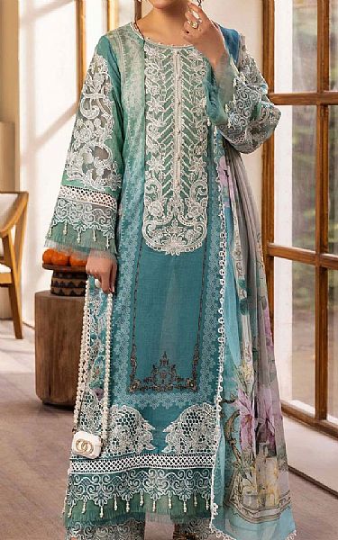 Adans Libas Teal Lawn Suit | Pakistani Lawn Dress in USA- Image 1