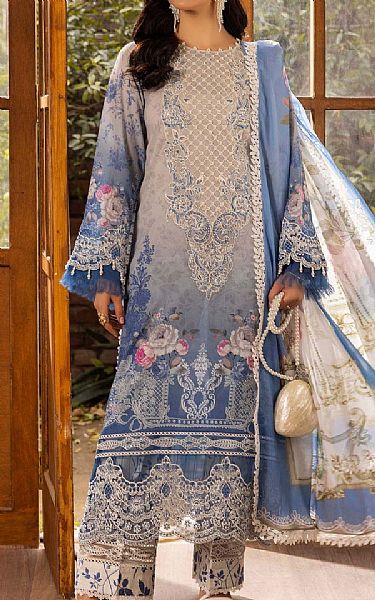 Adans Libas Grey/Blue Lawn Suit | Pakistani Lawn Dress in USA- Image 1