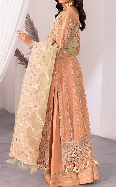 Adans Libas Peach Organza Suit | Pakistani Embroidered Chiffon Dresses USA- Image 3
