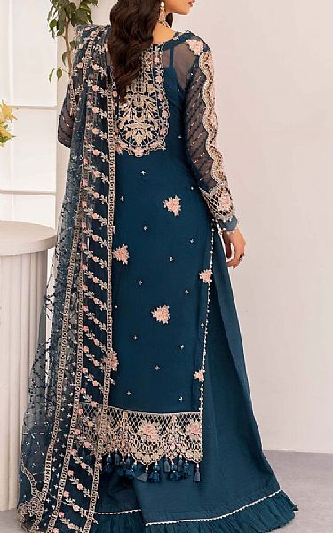 Adans Libas Denim Blue Chiffon Suit | Pakistani Embroidered Chiffon Dresses USA- Image 2