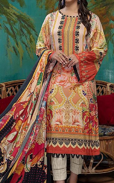 Adans Libas Peach Linen Suit | Pakistani Dresses in USA- Image 1