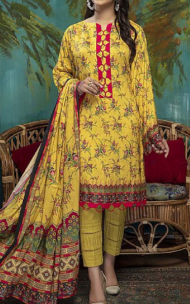 Golden Yellow Linen Suit | Pakistani Dresses in USA