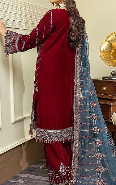 Adans Libas Maroon Velvet Suit | Pakistani Dresses in USA- Image 2