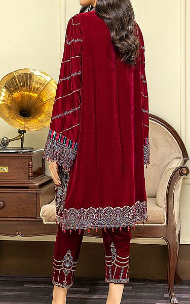 Adans Libas Maroon/Crimson Velvet Suit | Pakistani Dresses in USA- Image 2