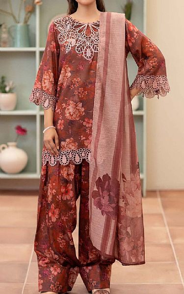 Adans Libas Wine Lawn Suit | Pakistani Lawn Dress in USA- Image 1