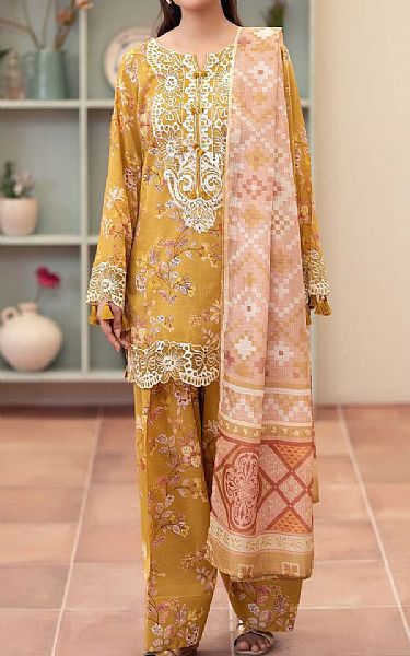 Adans Libas Mustard Lawn Suit | Pakistani Lawn Dress in USA- Image 1