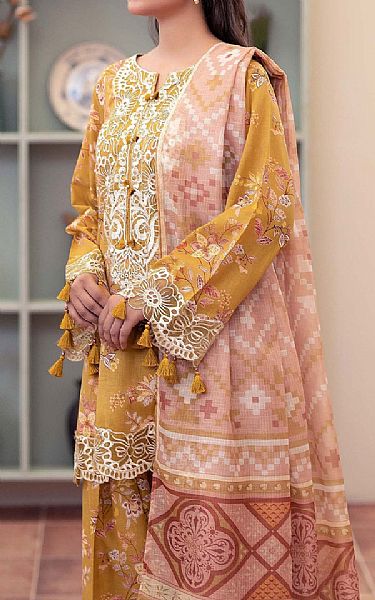 Adans Libas Mustard Lawn Suit | Pakistani Lawn Dress in USA- Image 2