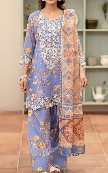 Adans Libas Cadet Blue Lawn Suit | Pakistani Lawn Dress in USA- Image 1