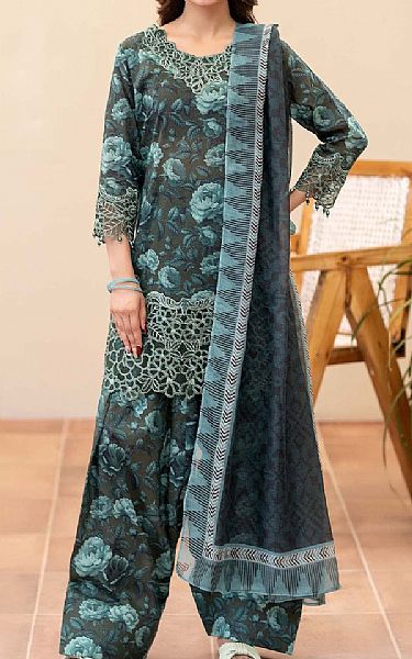 Adans Libas Teal Lawn Suit | Pakistani Lawn Dress in USA- Image 1