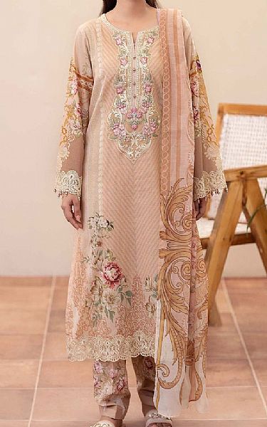 Adans Libas Peach Lawn Suit | Pakistani Lawn Dress in USA- Image 1