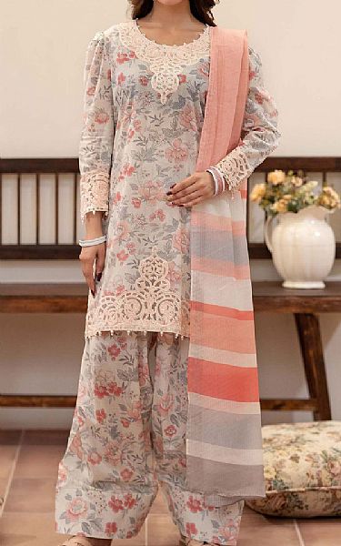 Adans Libas Off-white/Grey Lawn Suit | Pakistani Lawn Dress in USA- Image 1