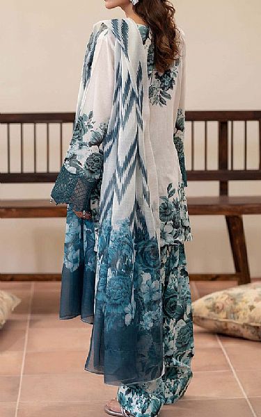 Adans Libas White/Teal Lawn Suit | Pakistani Lawn Dress in USA- Image 2