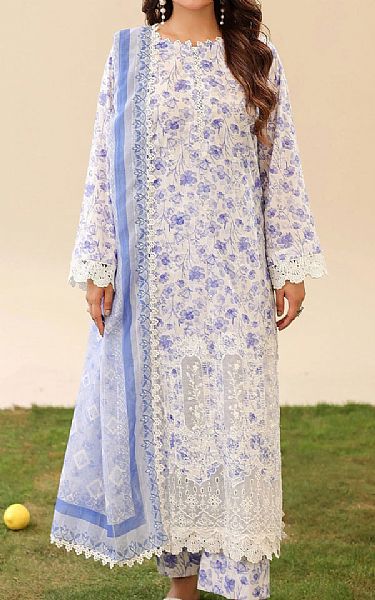 Adans Libas White/Blue Lawn Suit | Pakistani Lawn Dress in USA- Image 1