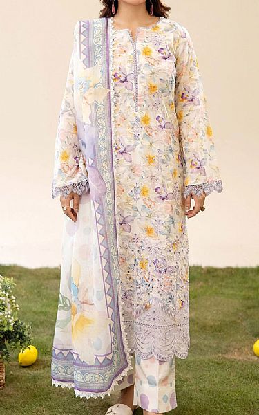 Adans Libas White/Lilac Lawn Suit | Pakistani Lawn Dress in USA- Image 1