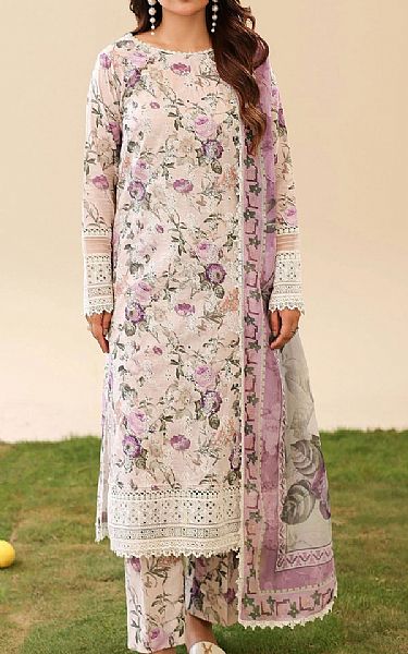 Adans Libas White/Lilac Lawn Suit | Pakistani Lawn Dress in USA- Image 1