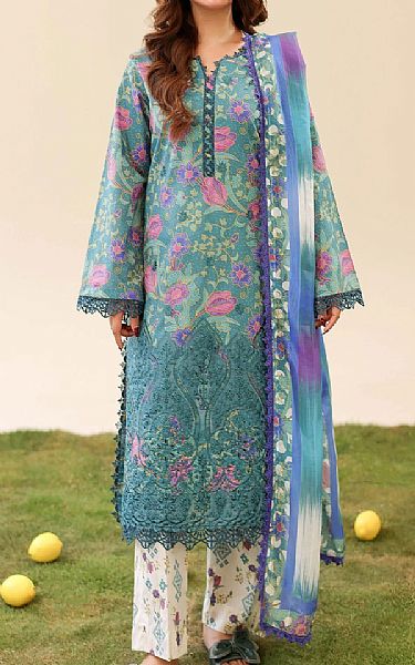 Adans Libas Sea Green Lawn Suit | Pakistani Lawn Dress in USA- Image 1