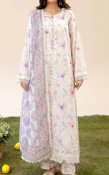 Adans Libas White/Lavender Lawn Suit | Pakistani Lawn Dress in USA- Image 1
