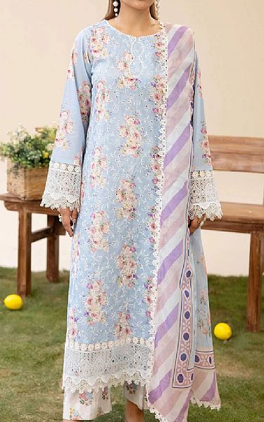 Adans Libas Baby Blue Lawn Suit | Pakistani Lawn Dress in USA- Image 1